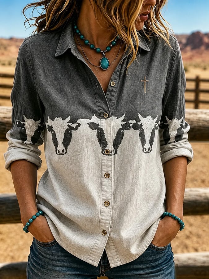 Chemise western vintage pour femme
