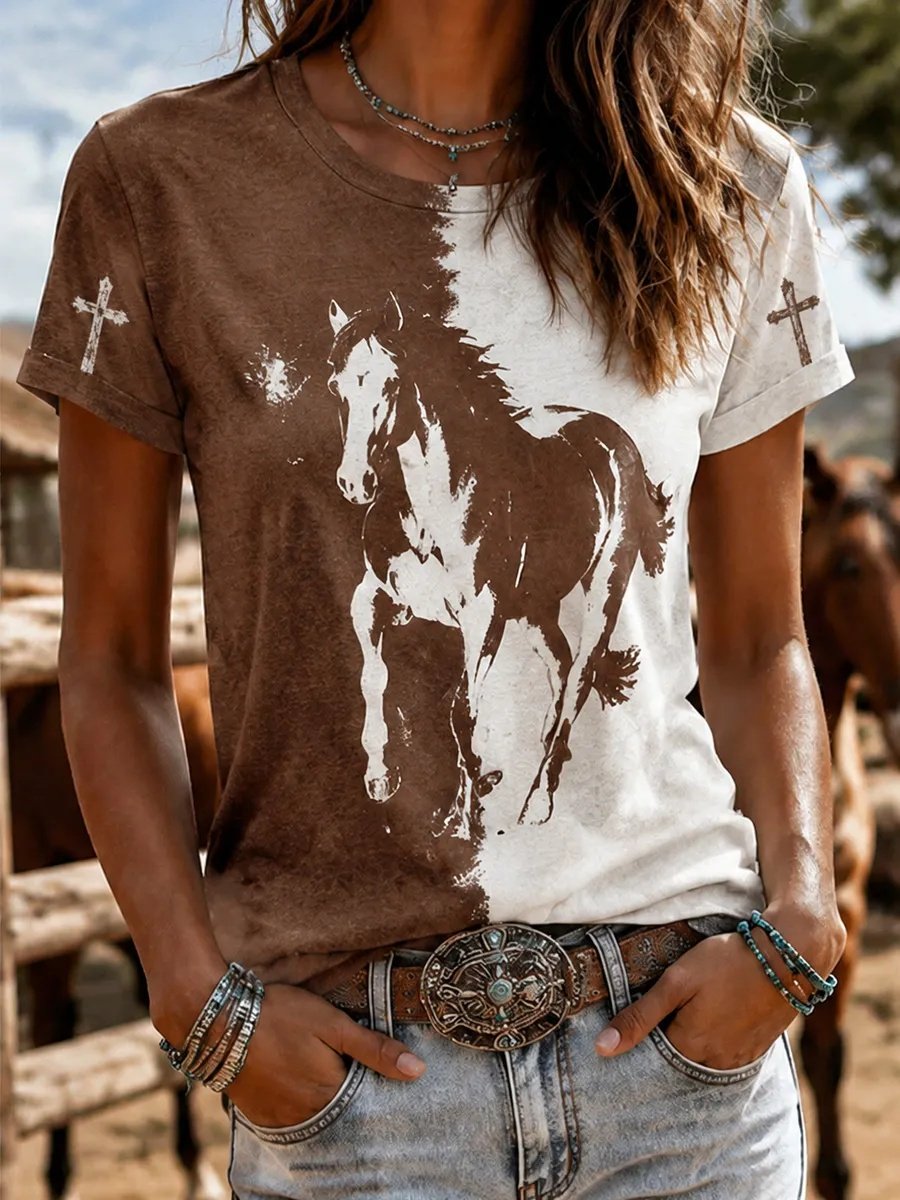 Women's Vintage Western Faith Print T-Shirt