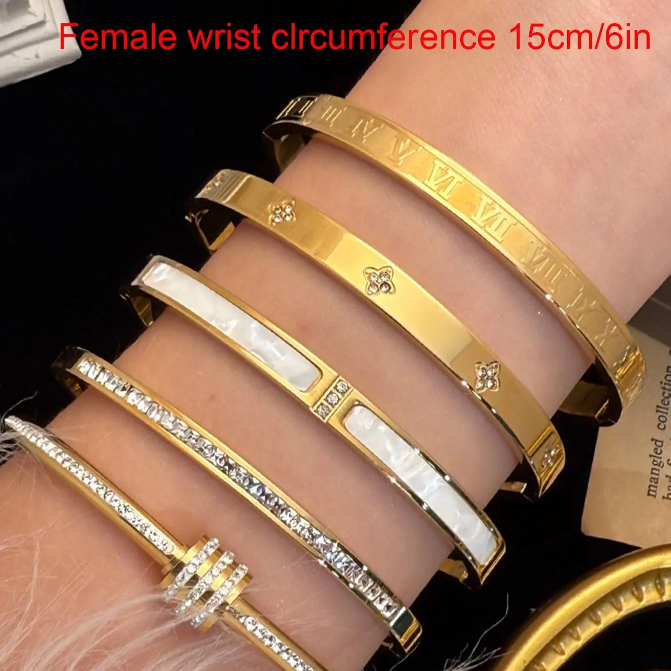 5-Piece 18K Gold Plated Titanium Steel Bracelet Set