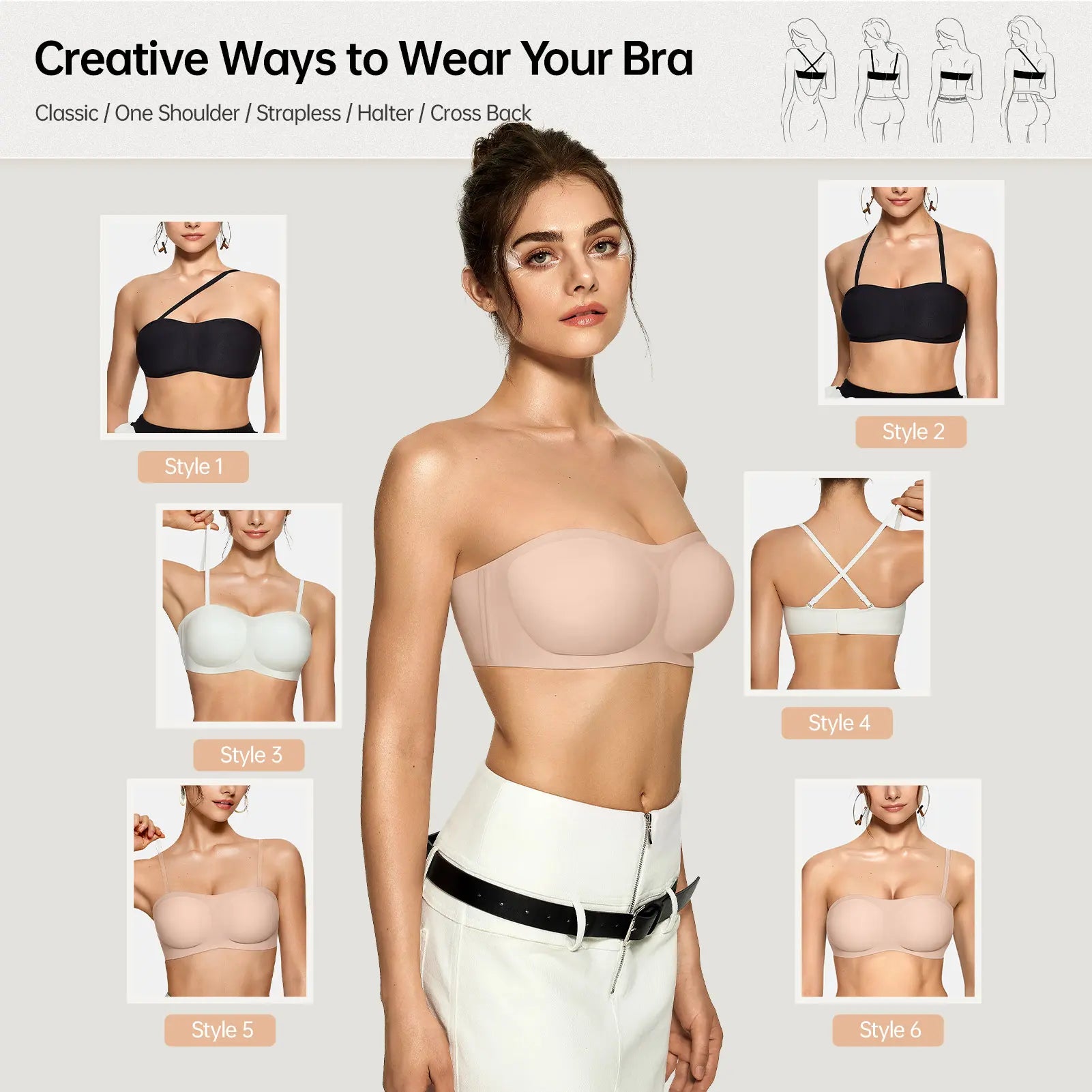 Women's Seamless Strapless Bra | Wireless Non-Slip Bandeau