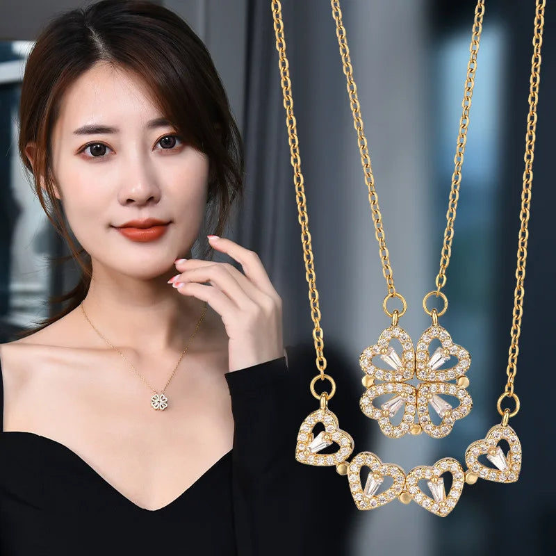 Heart² x Heart² Necklace & Preserved Rose Set