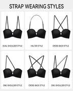 Soutien-gorge sans bretelles à double boucle avant pour femme | Soutien-gorge sans armature anti-glisse et maintien complet