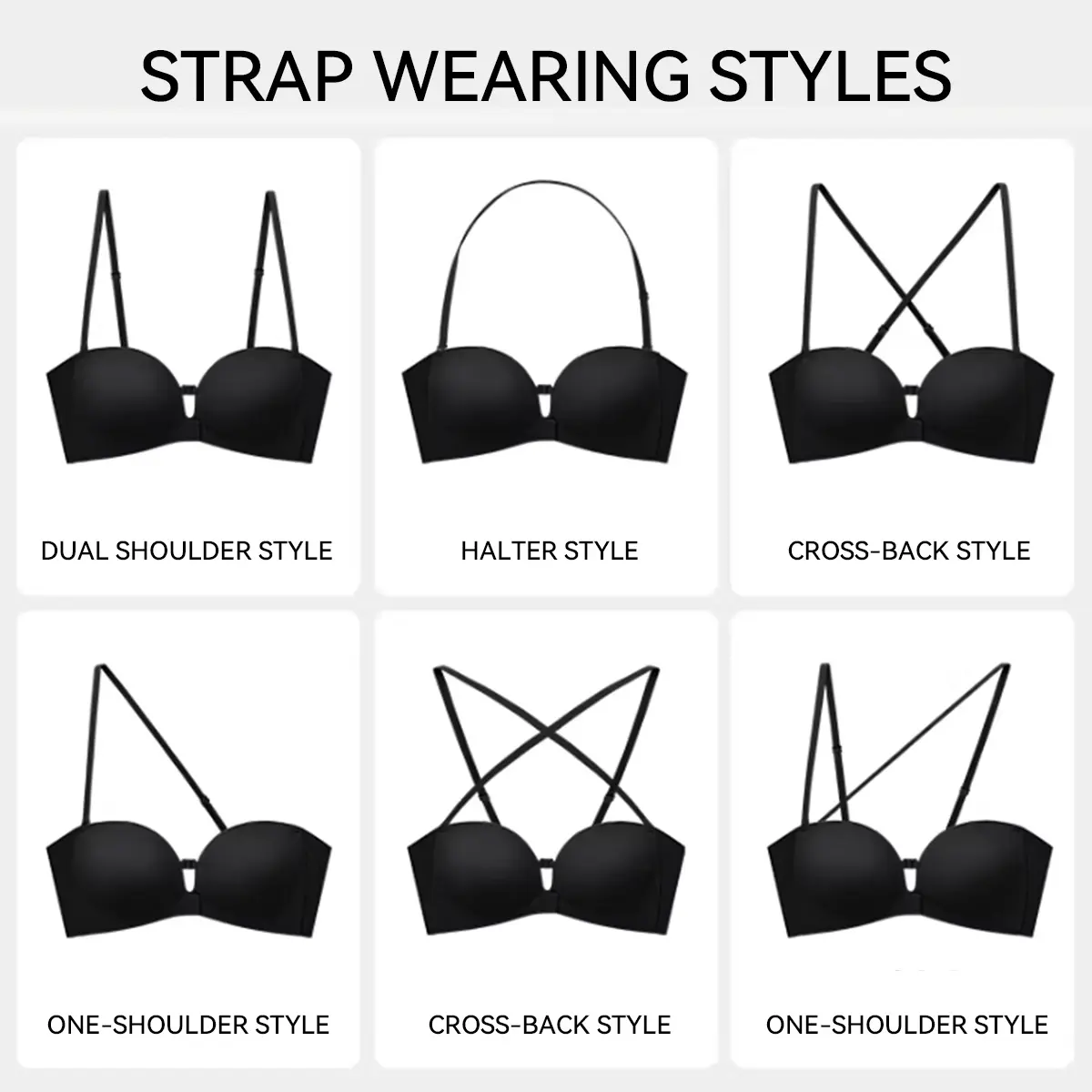 Women's Strapless Bra with Dual Front Buckle | Anti-Slip Wireless Full Support Bra