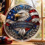 Décoration suspendue en acrylique en forme de puzzle pour vétéran DD-214 – Attrape-soleil d'aigle patriotique pour fenêtre, cadeau pour vétérans