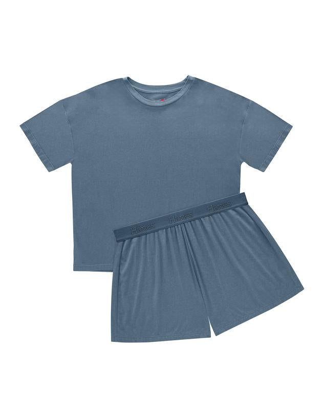 Women’s Bamboo-Blend Boxy Tee & High-Rise Shorts Pajama Set