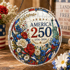 Ornement suspendu en acrylique America 250e anniversaire | Décoration patriotique de fenêtre 1776-2026