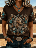 Women's Western Style Faith Printing  T-Shirts