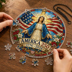 Amérique 250 Vierge Marie Ornement Suspendu Puzzle Acrylique