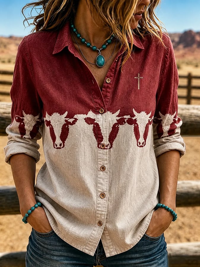 Chemise western vintage pour femme