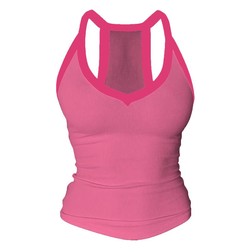 V-Neck Shelf Bra Racerback Tank Top