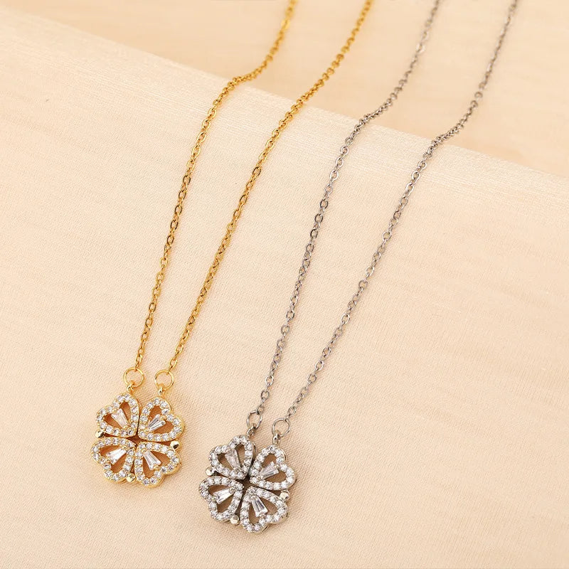 Heart² x Heart² Necklace & Preserved Rose Set