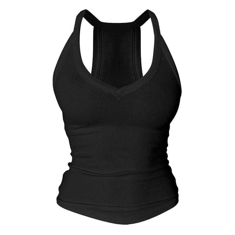 V-Neck Shelf Bra Racerback Tank Top