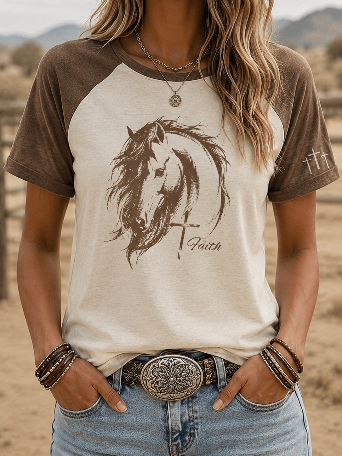 Women's Vintage Western Faith Print T-Shirt