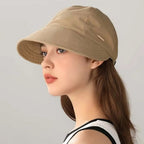 Chapeau de soleil à large bord UPF 50+ pour femme avec visière pour queues de cheval