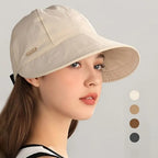Chapeau de soleil à large bord UPF 50+ pour femme avec visière pour queues de cheval