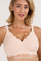 Soutien-gorge en gel sans armature et sans couture à couvrance totale avec bords festonnés
