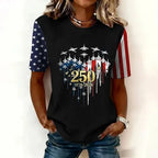 T-shirt décontracté pour femme - Imprimé USA 1776-2026