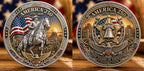 Pièce commémorative du 250e anniversaire de l'Amérique – Pièce défi de la liberté Western Cowboy Eagle 1776-2026, plaquée argent antique et or, cadeau patriotique à collectionner