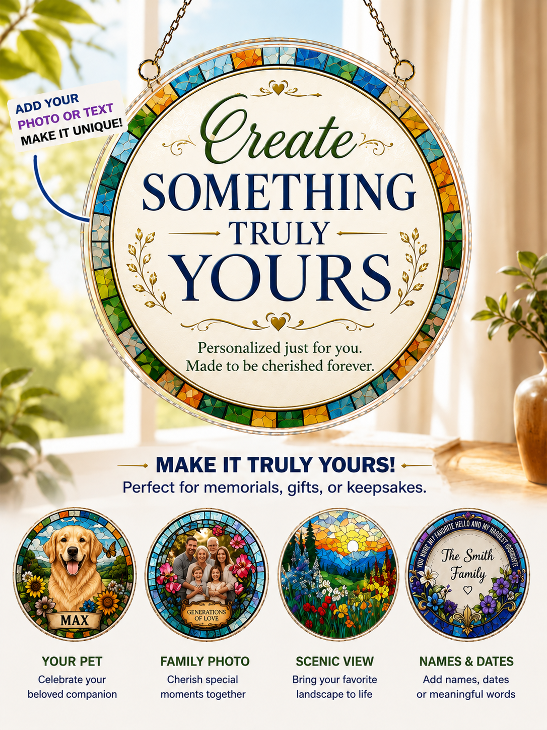 Attrape-soleil personnalisé en forme de puzzle pour animaux de compagnie, familles, couples et commémorations