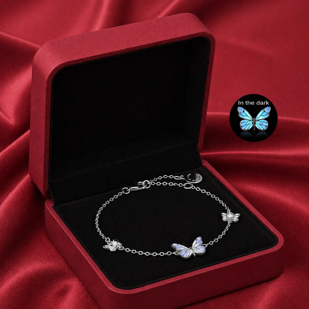 Luminous Butterfly Charm Necklace & Bracelet Set