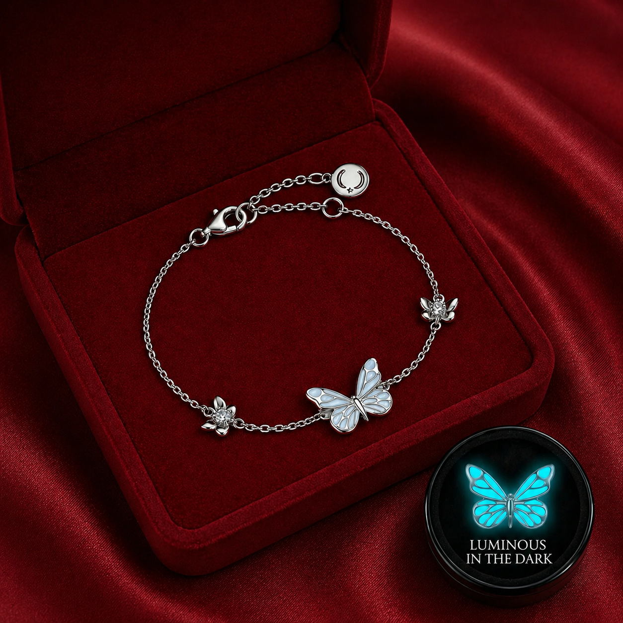 Luminous Butterfly Charm Necklace & Bracelet Set