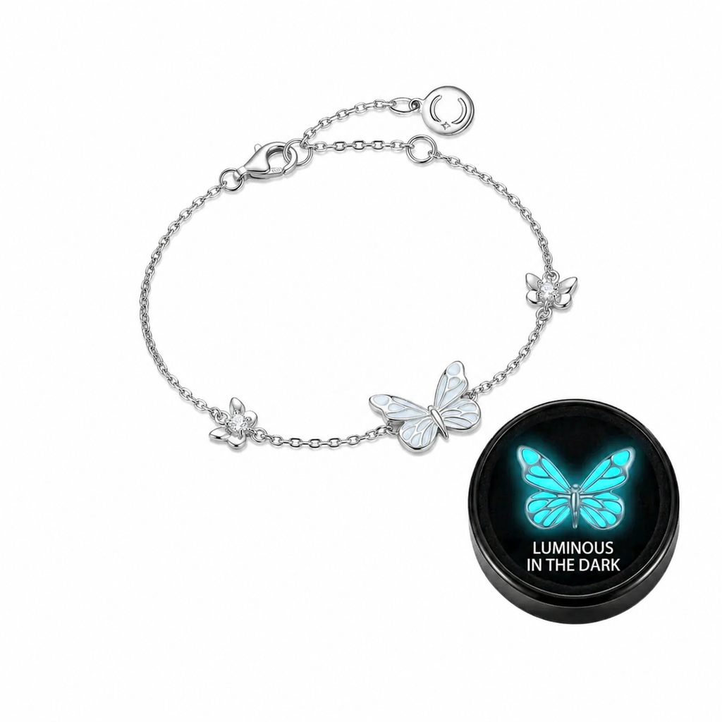 Luminous Butterfly Charm Necklace & Bracelet Set