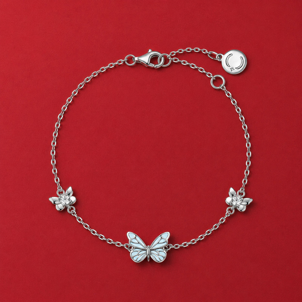 Luminous Butterfly Charm Necklace & Bracelet Set