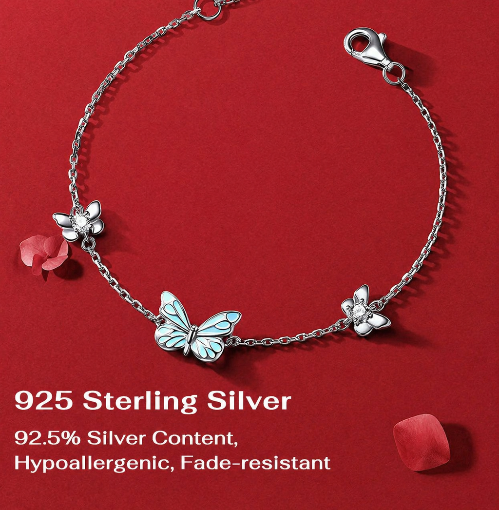 Luminous Butterfly Charm Necklace & Bracelet Set