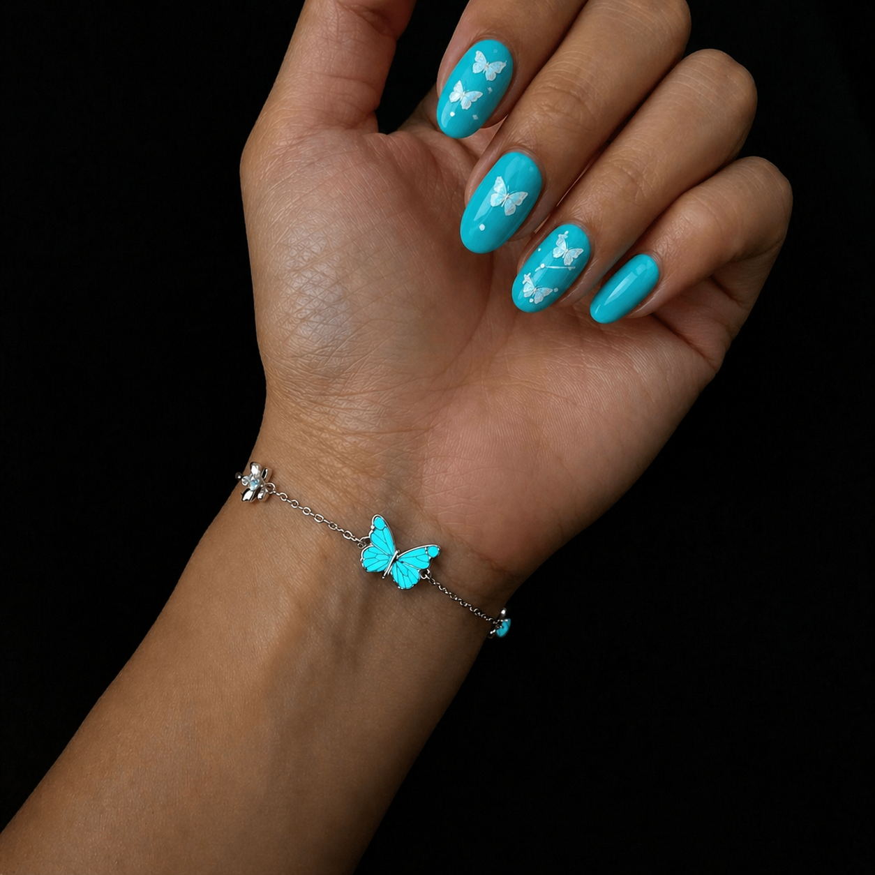 Luminous Butterfly Charm Necklace & Bracelet Set