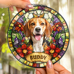 Custom Pet Portrait Stained Glass Style Gift For Pet Lovers - Personalized Window Hanging Suncatcher