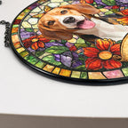 Custom Pet Portrait Stained Glass Style Gift For Pet Lovers - Personalized Window Hanging Suncatcher