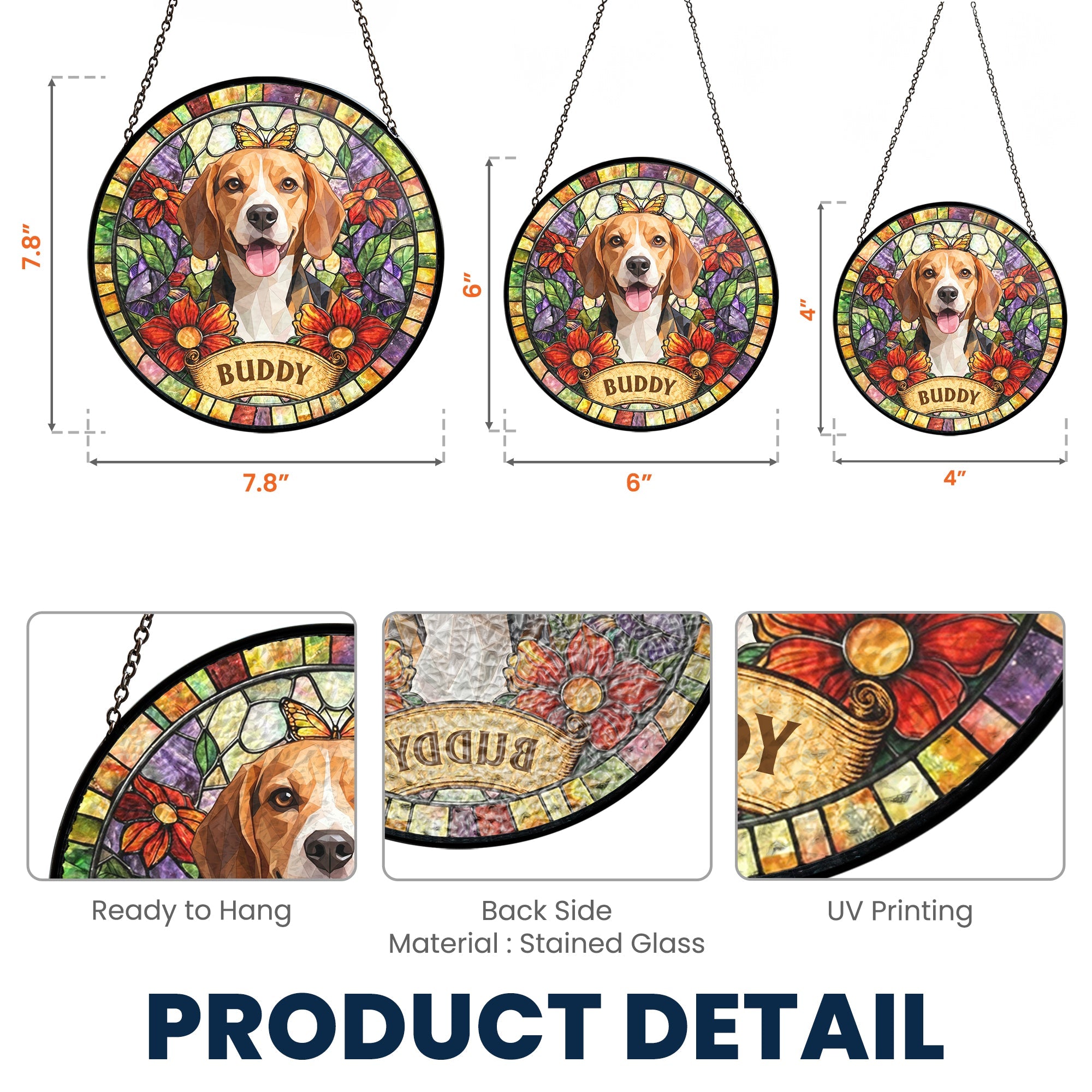 Custom Pet Portrait Stained Glass Style Gift For Pet Lovers - Personalized Window Hanging Suncatcher