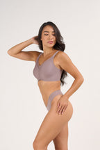 Soutien-gorge en maille à col en V sans armatures, avec maintien et effet liftant