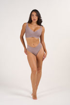 Soutien-gorge sans coutures, doux, à col en V, sans armatures, à maintien intégral avec coussinets en gel