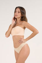 Soutien-gorge adhésif push-up invisible sans bretelles en gel avec bord festonné