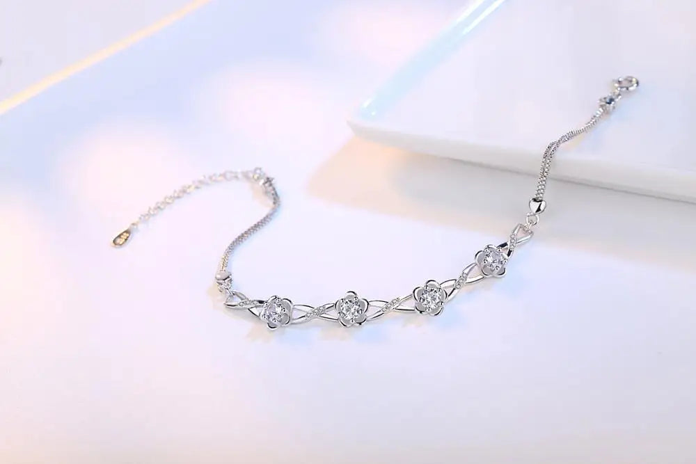 Crystal Floral Infinity Bracelet