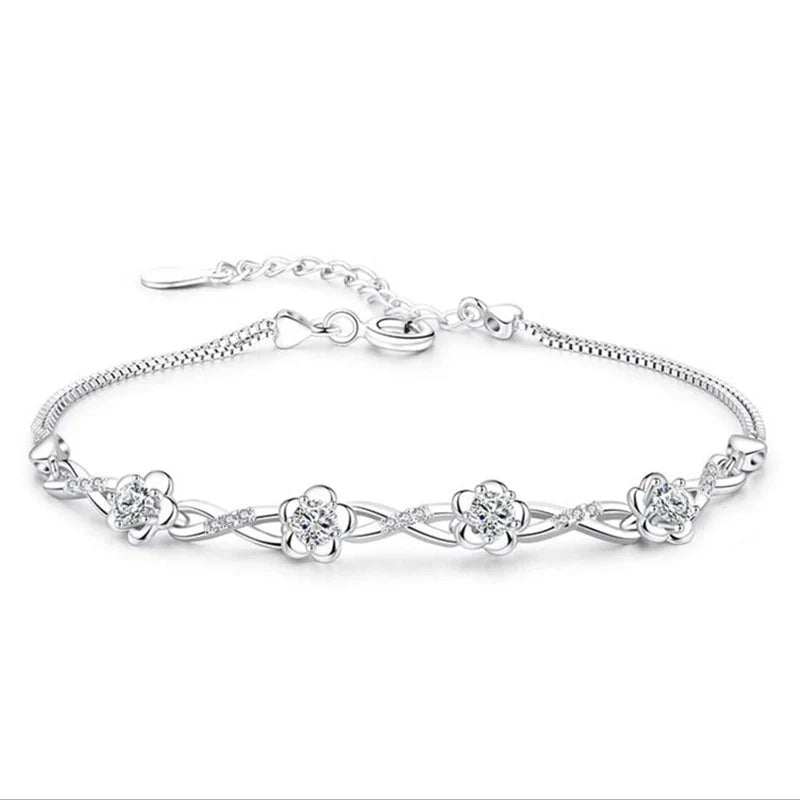 Bracelet infini floral en cristal
