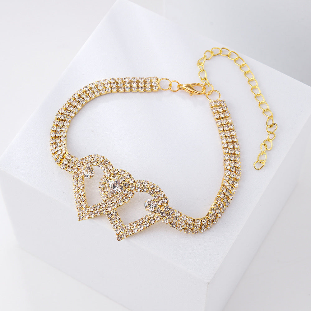 Gold Heart X Heart Anklet