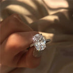 Moissanite Ovale Entière - Bague de Fiançailles - Argent S925