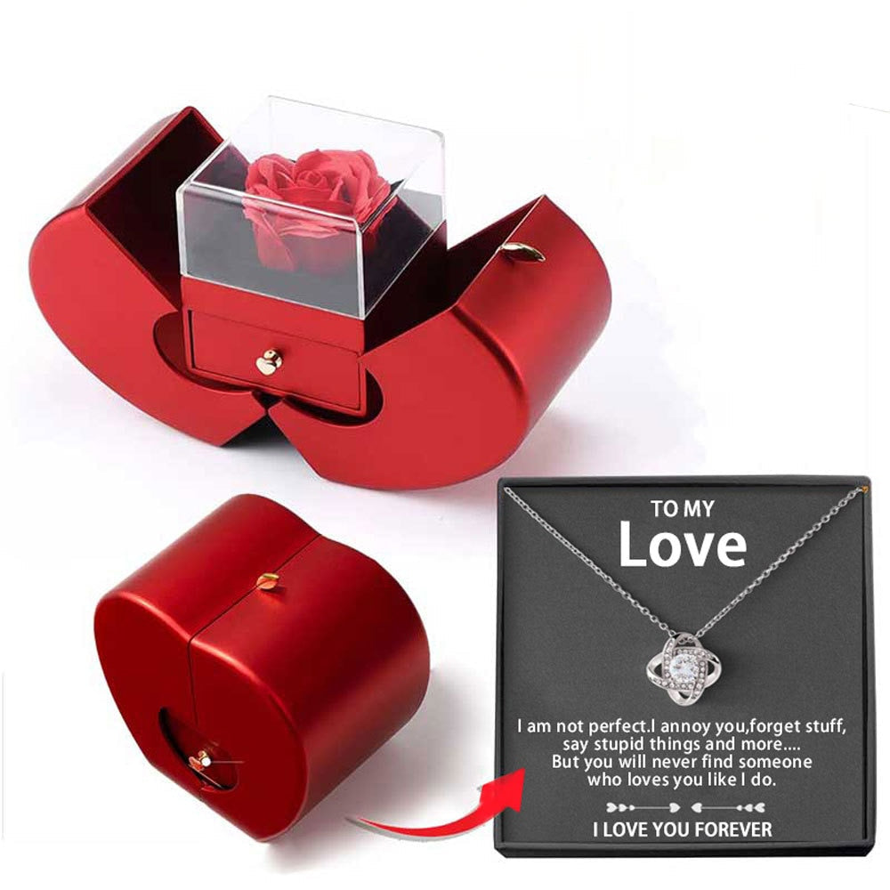 Gold Necklace - With Real Rose - To My Love