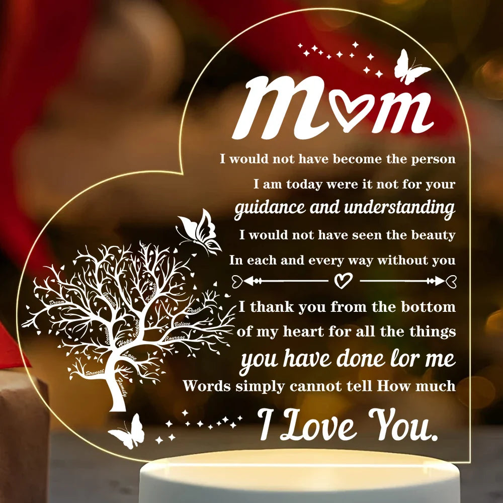 Grateful Message to Mom - Heart Acrylic Keepsake