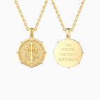 Collier croix médaillon Alpha Omega