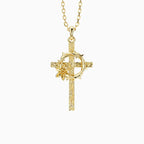 Collier pendentif Croix Lys Couronne d'épines