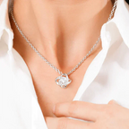 À Ma Mère Collier en Or Blanc - Avec Véritable Rose - De la Part de sa Fille