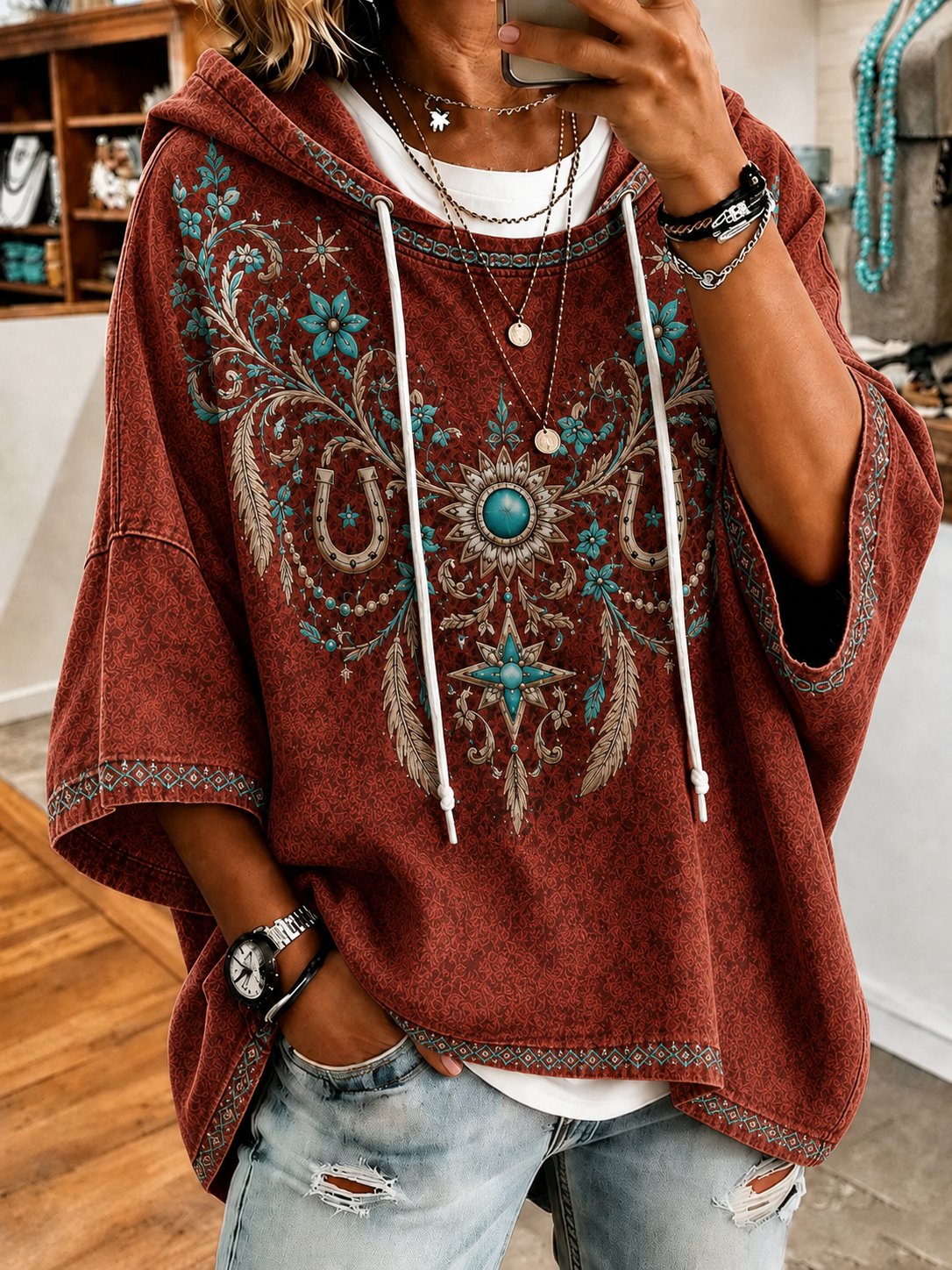 Women's Casual Western-Style Printed Top