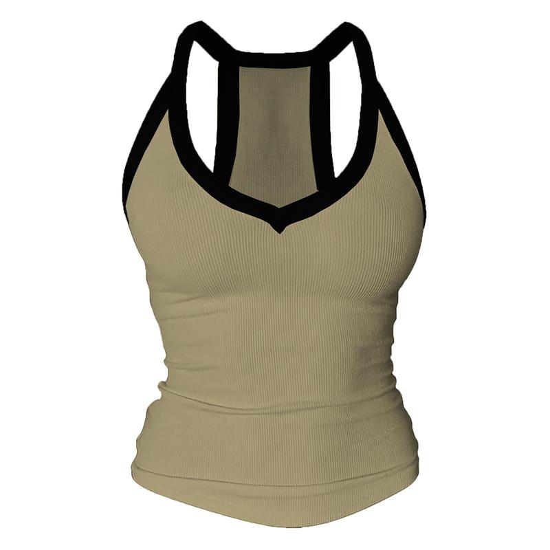 V-Neck Shelf Bra Racerback Tank Top