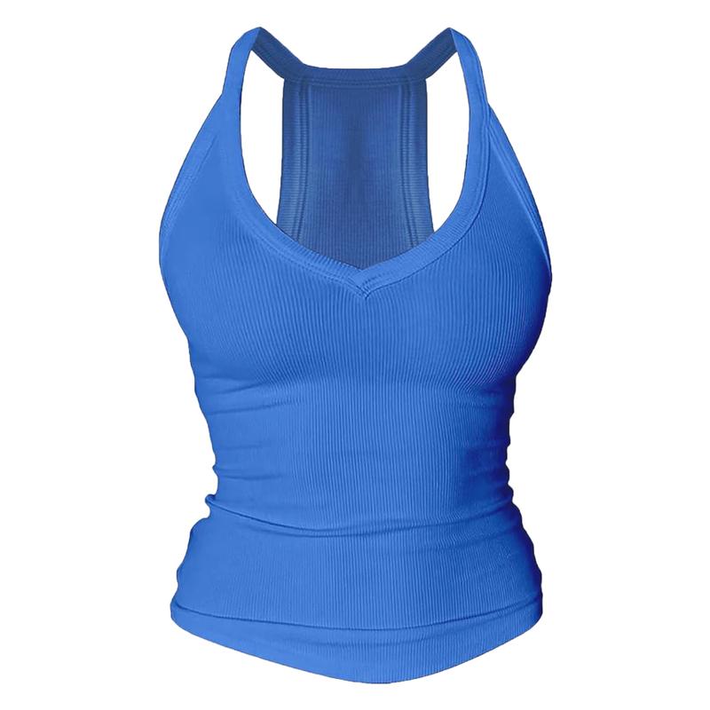 V-Neck Shelf Bra Racerback Tank Top