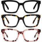 Lot de 3 lunettes de lecture carrées surdimensionnées pour femmes – Ensemble de lunettes de lecture à monture épaisse et tendance