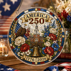 Décoration suspendue en acrylique America 250 – Ornement patriotique attrape-soleil 1776–2026