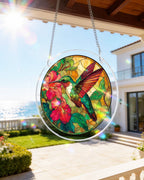 Attrape-soleil en acrylique - Colibri flamme émeraude